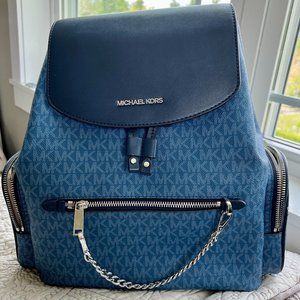 Michael Kors Large Chain MK Backpack Dark Chambray